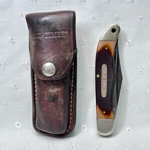 Schrade 250T Old Timer Pocket Knife With Leather Belt Sheath Collectible Knife